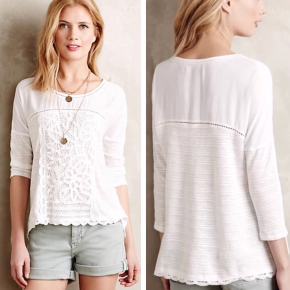 Anthropologie Tops - Anthropologie • Meadow Rue White Tayrona Blouse